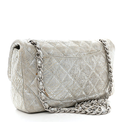 Chanel Calfskin Mirror CC Crackled Flap Silver 3 of 16