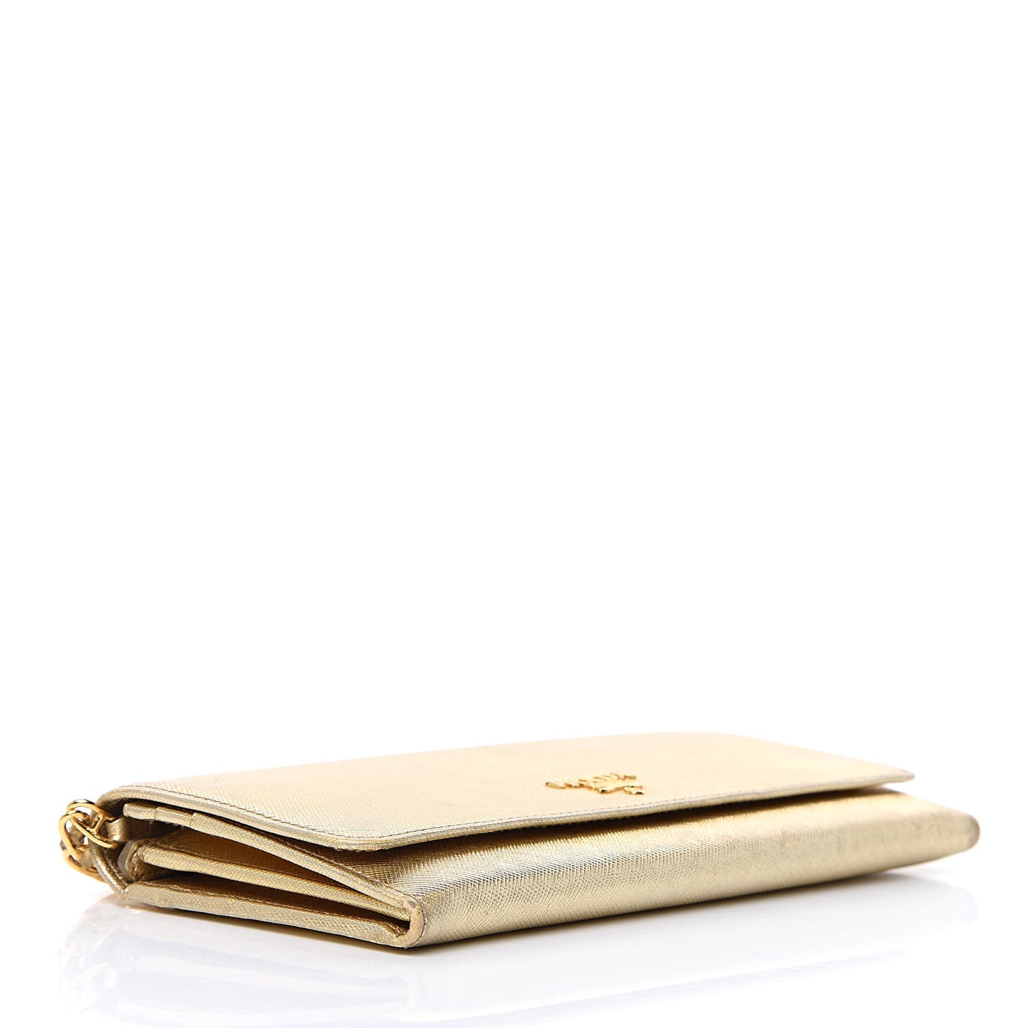 Saffiano Metal Oro Chain Wallet Gold