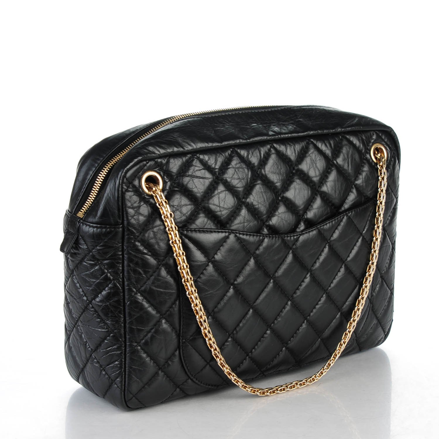 Chanel Aged Calfskin Quilted Large Reissue Camera Case Black 3 of 7