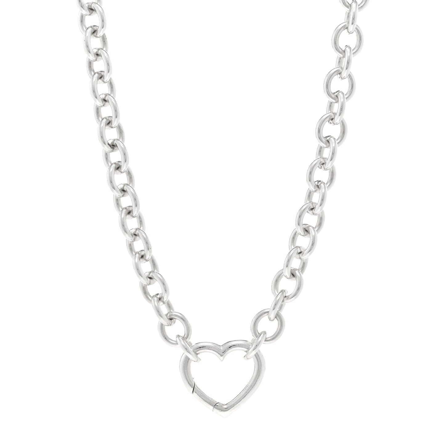 Sterling Silver Heart Clasp Choker Necklace