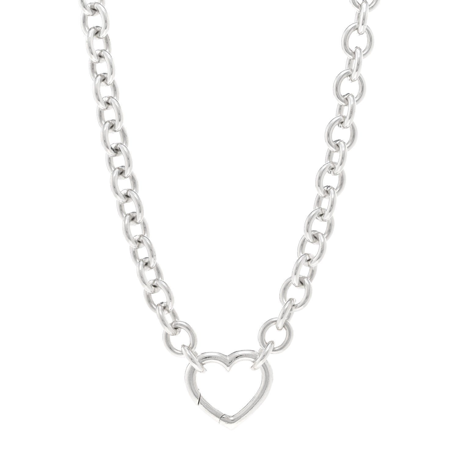 Tiffany Sterling Silver Heart Clasp Choker Necklace 1 of 4