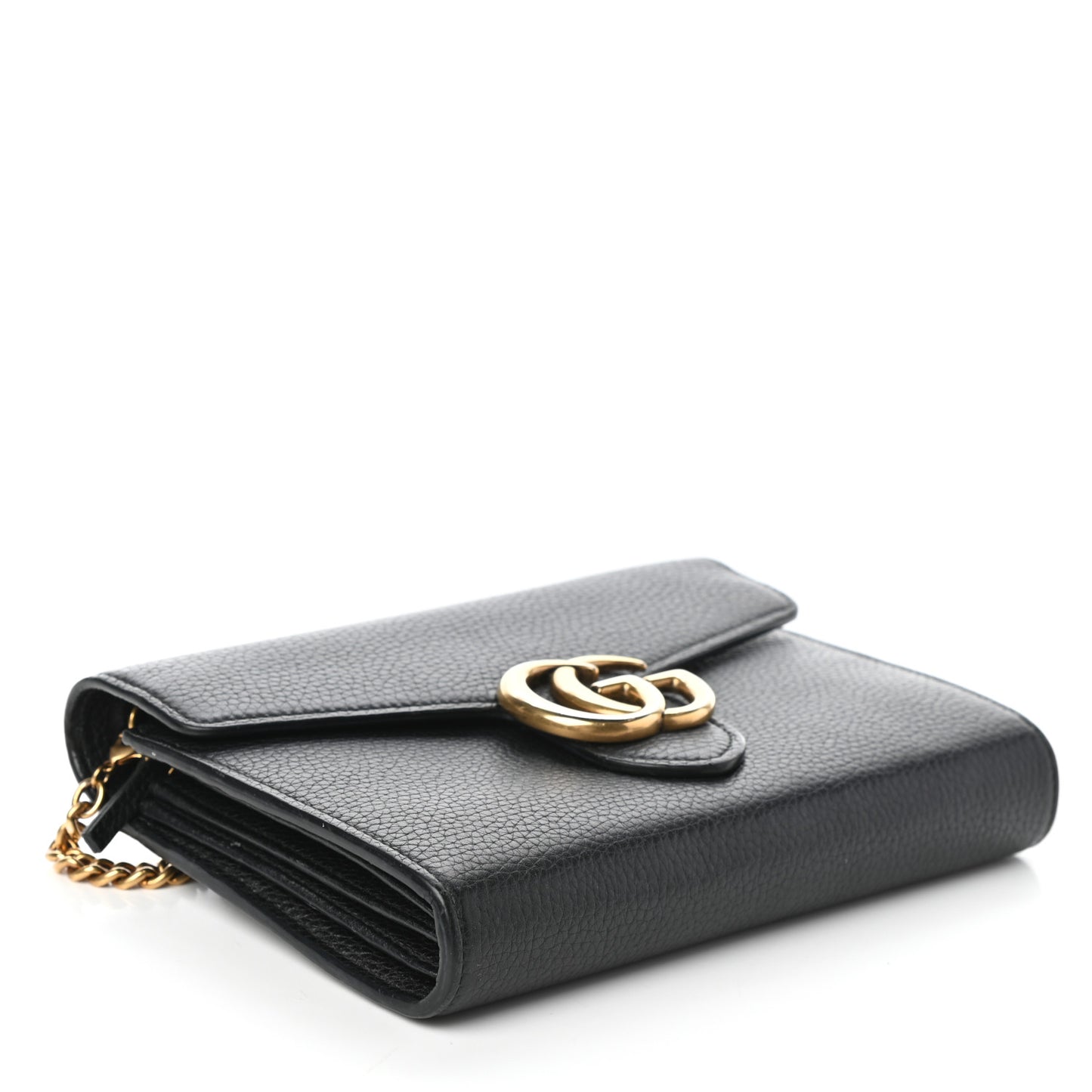 Calfskin GG Marmont Chain Wallet Black