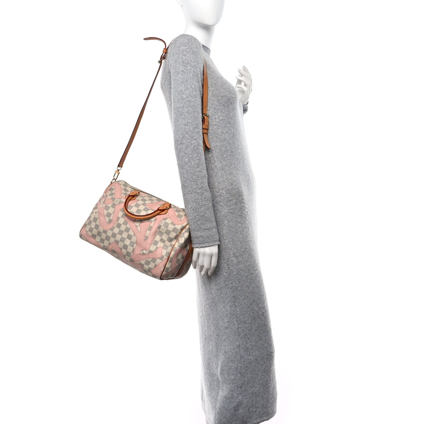 Damier Azur Tahitienne Speedy Bandouliere 30 Rose Ballerine