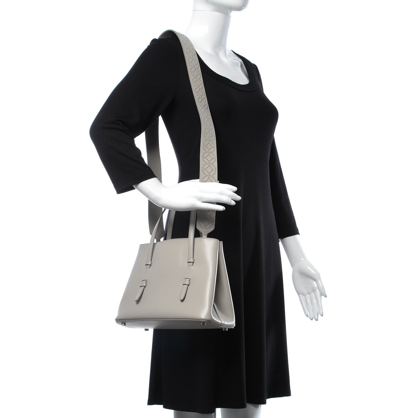 Calfskin Studded Mina 25 Bag Grey
