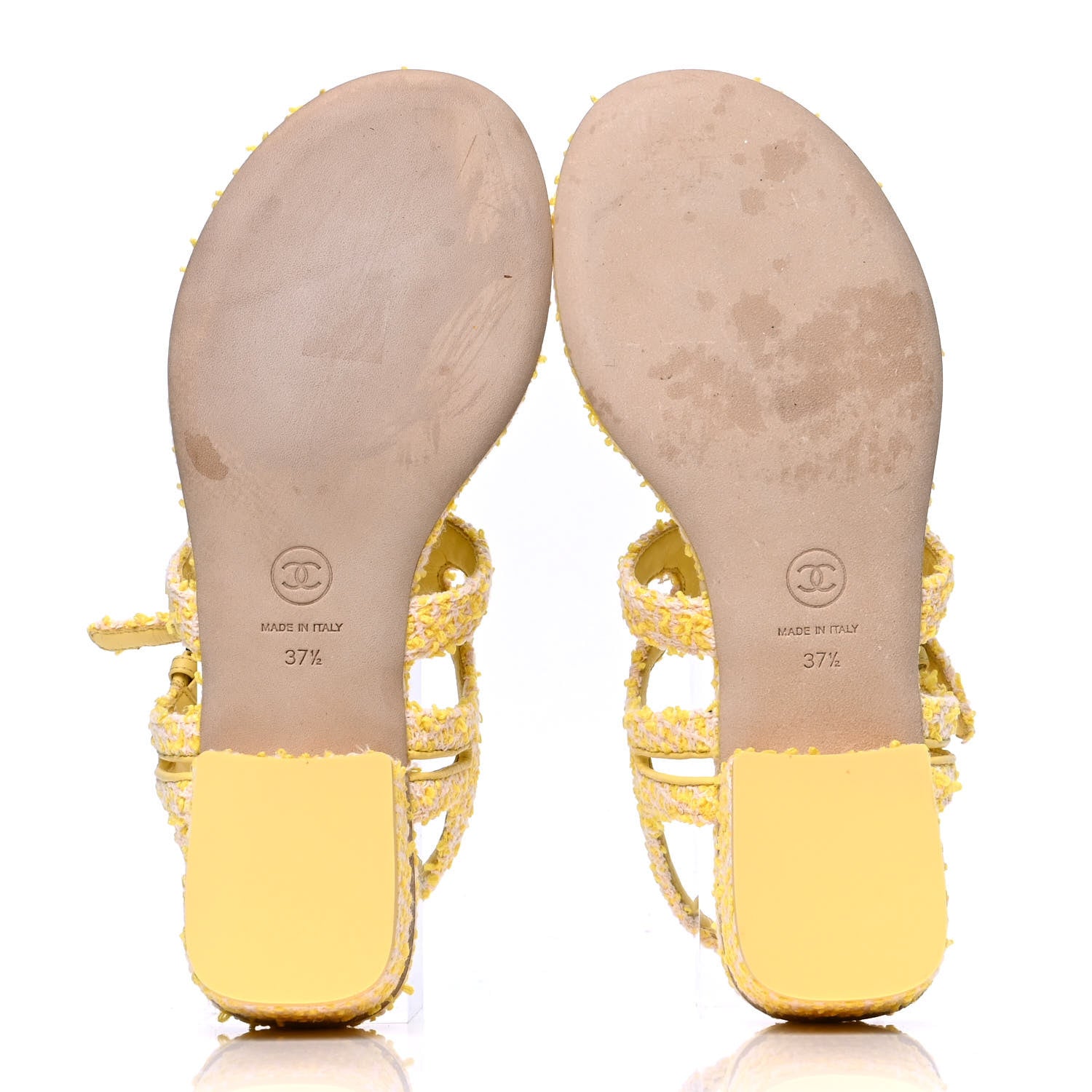 Chanel Tweed CC Sandal 37.5 Yellow 4 of 4