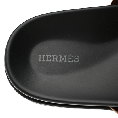 Hermes Calfskin Mens Chypre Sandals 44 Gold 7 of 9