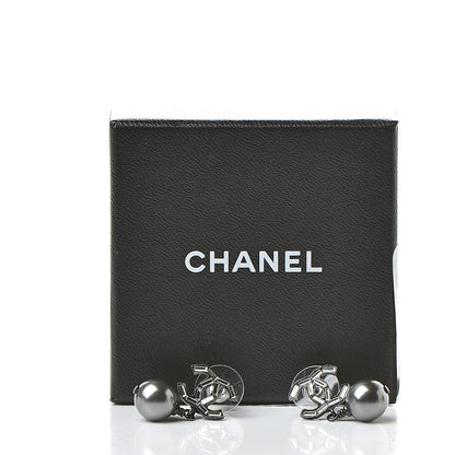 Chanel Ruthenium Baguette CC Drop Earrings 5 of 5