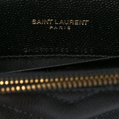 Saint Laurent Grain De Poudre Matelasse Chevron Monogram Envelope Chain Wallet Black 7 of 10