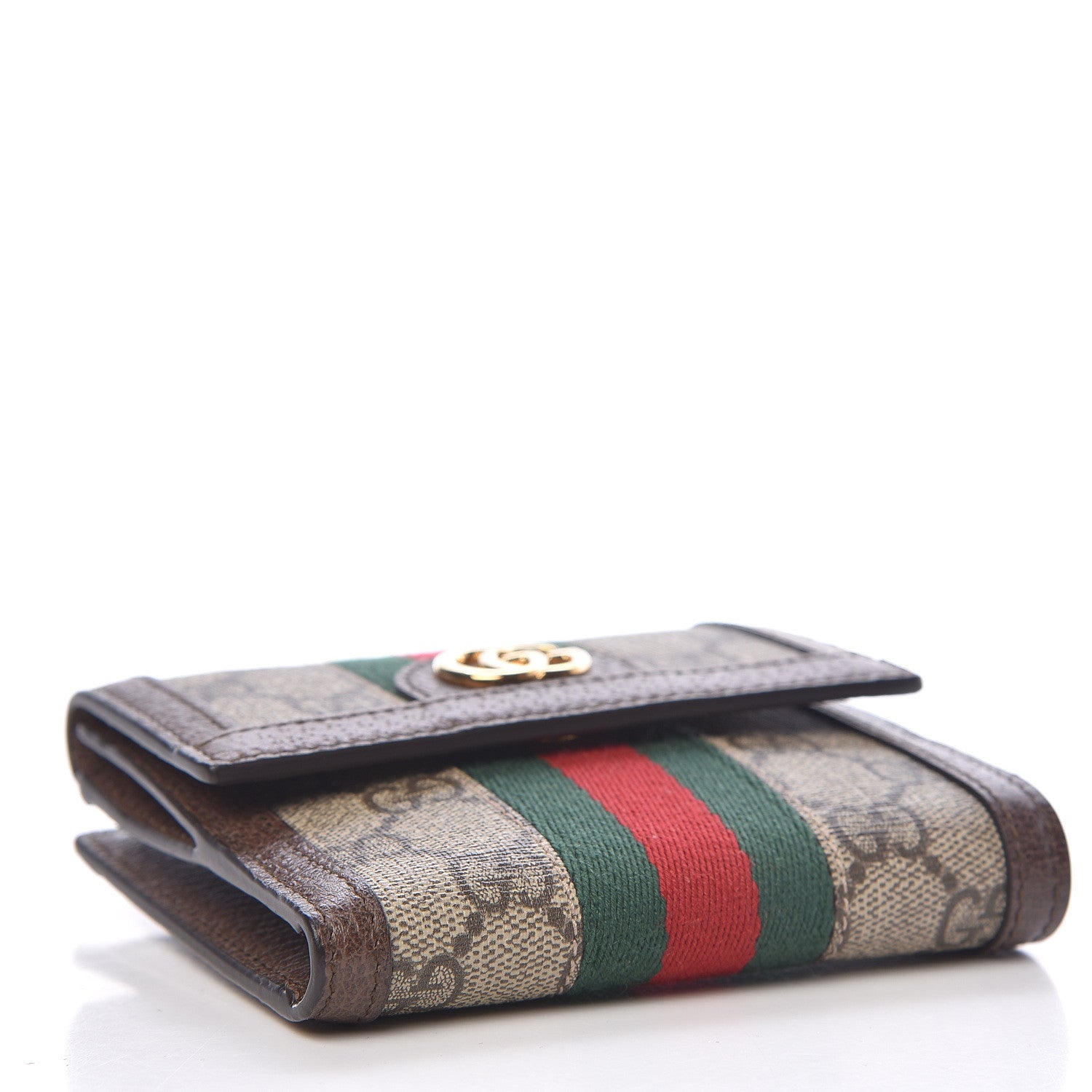 Gucci GG Supreme Monogram Web Ophidia French Flap Wallet Beige New Acero 4 of 8