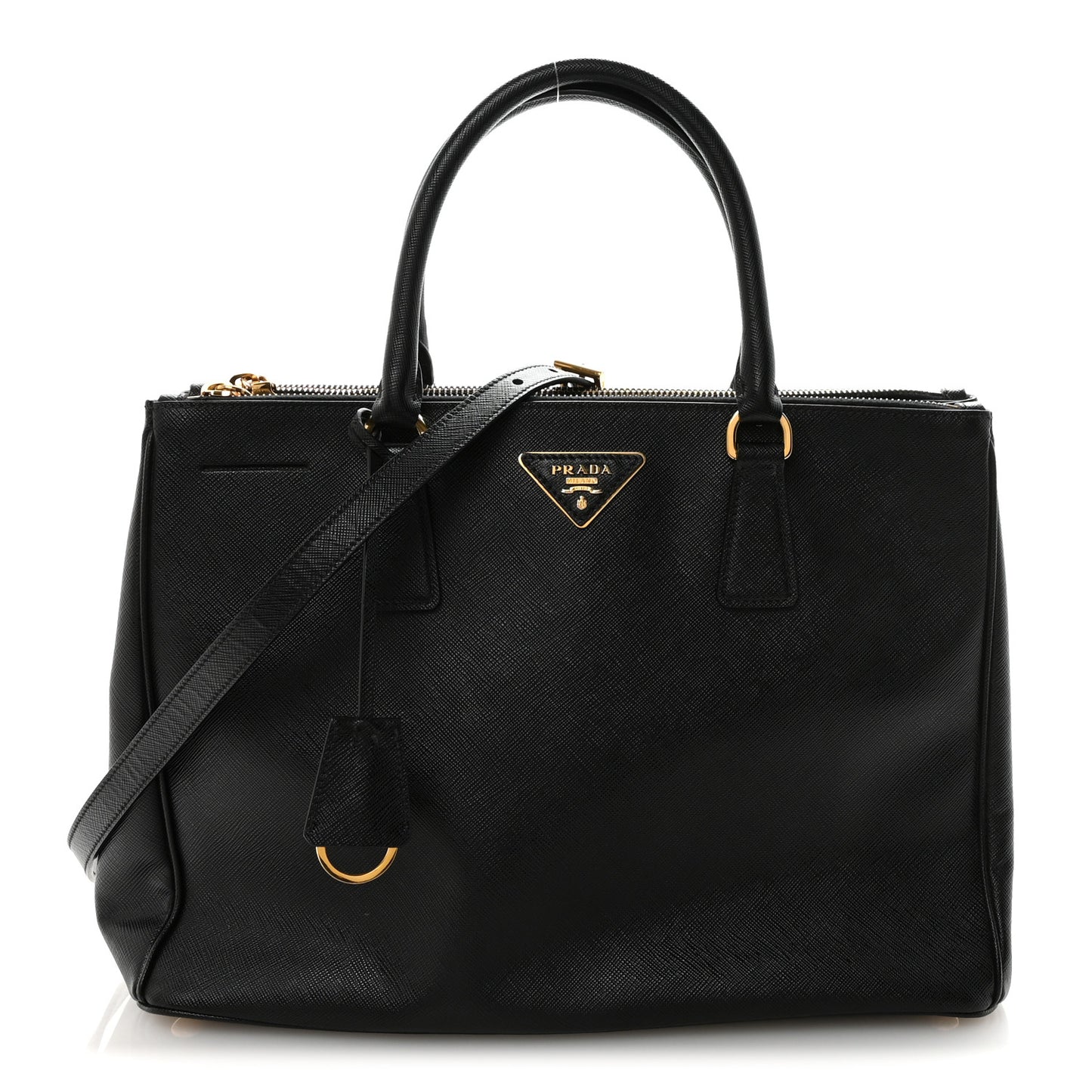 Saffiano Lux Large Galleria Double Zip Tote Black