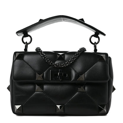 Valentino Garavani Nappa Monochrome Medium Roman Stud Shoulder Bag Black 1 of 8