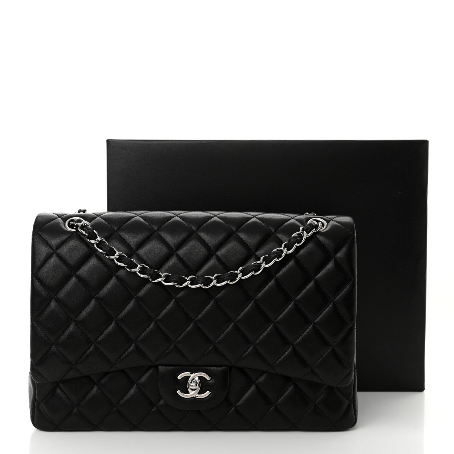 Chanel Lambskin Quilted Maxi Single Flap Black 12 of 12