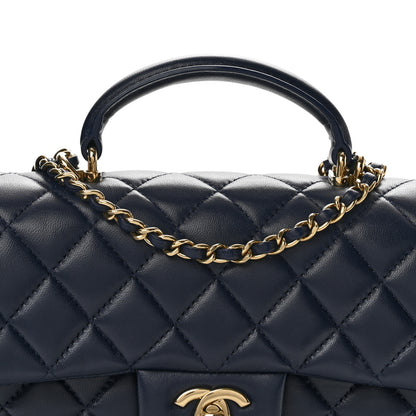 Chanel Lambskin Quilted Mini Top Handle Rectangular Flap Navy Blue 8 of 12
