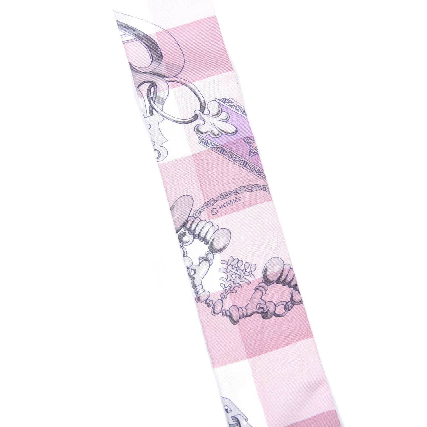 Hermes Silk Mors Et Gourmettes Vichy Twilly Parme Mauve White 3 of 5