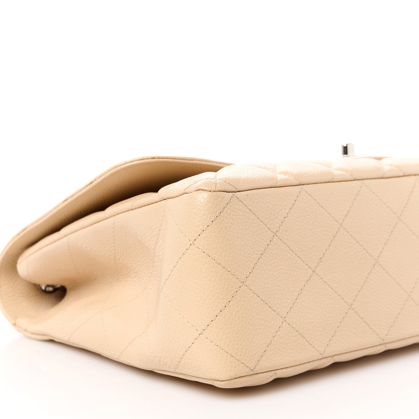 Caviar Quilted Jumbo Single Flap Beige Clair