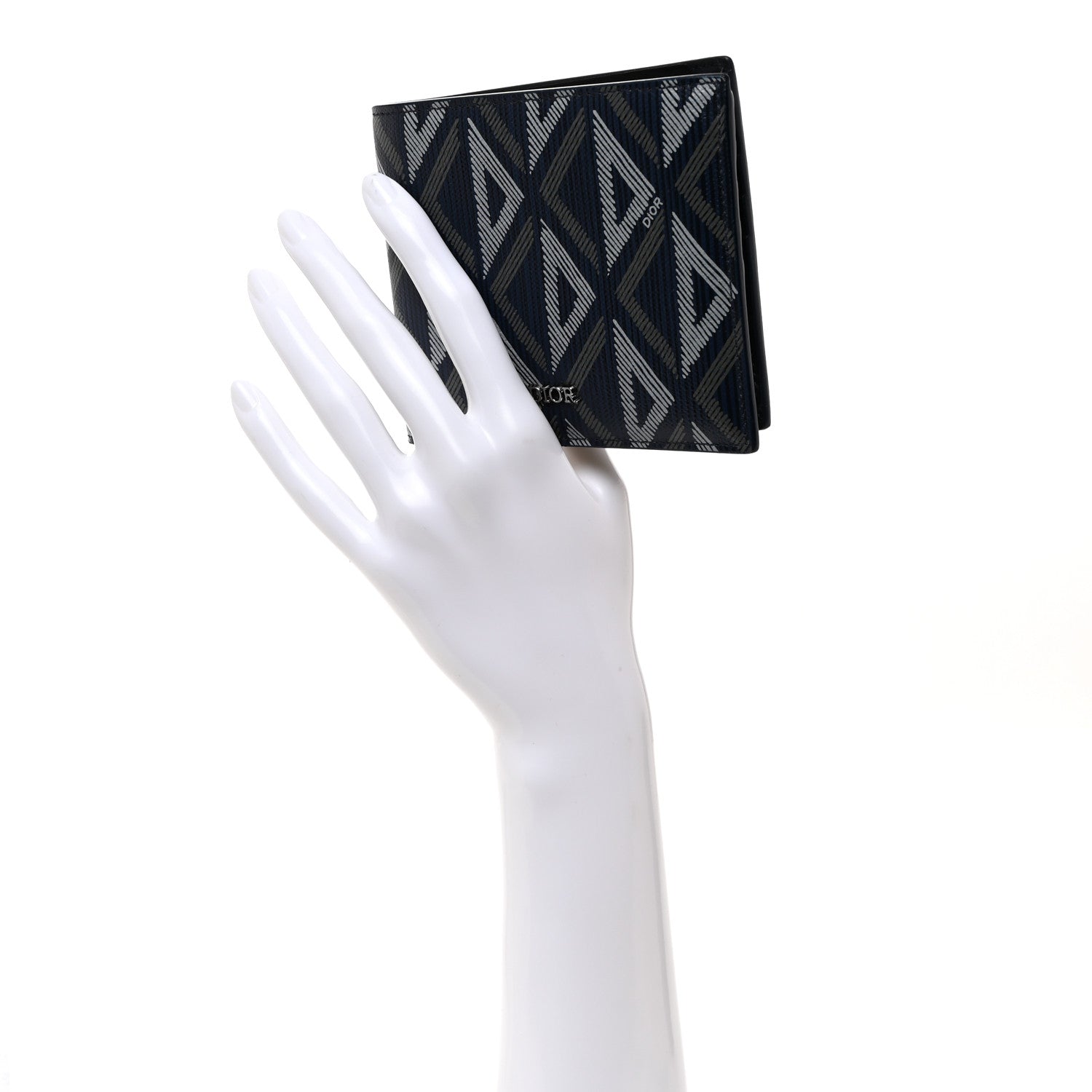 Christian Dior / CDアイコンバイフォールドウォレット ネイビー Christian Dior Coated Canvas Calfskin CD Diamond Bifold