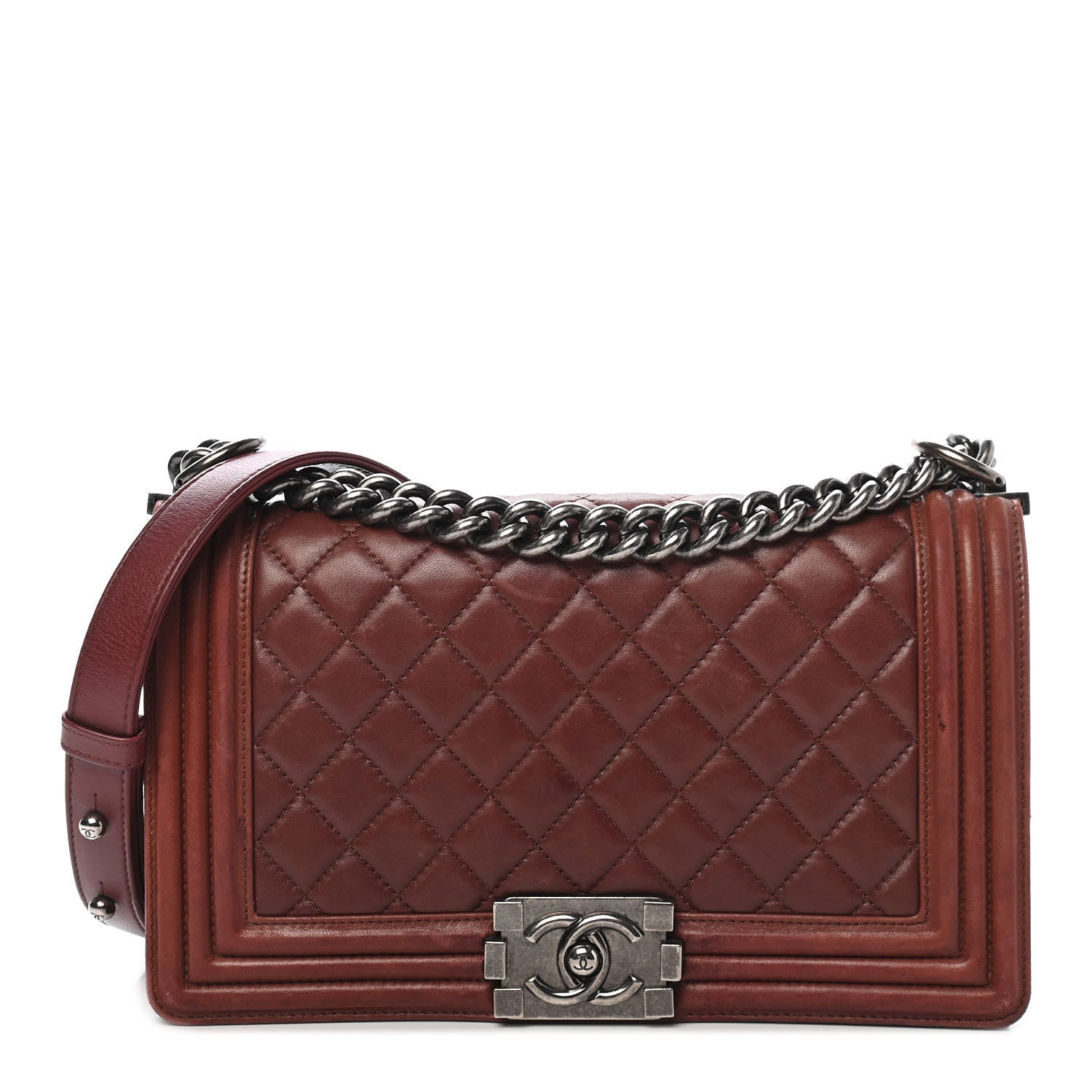 Chanel Lambskin Quilted Medium Boy Flap Burgundy 1 of 13