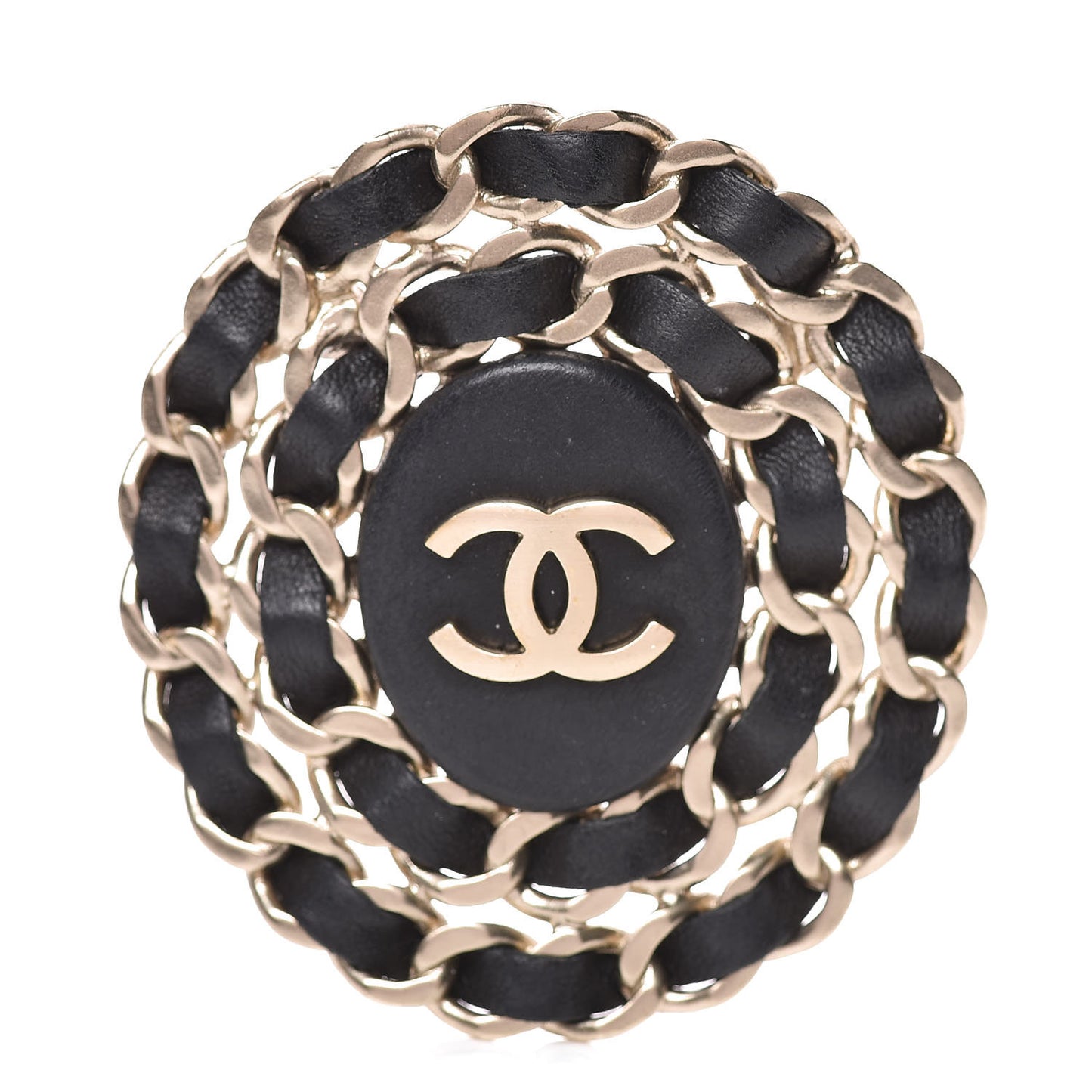 Lambskin CC Brooch Black Gold
