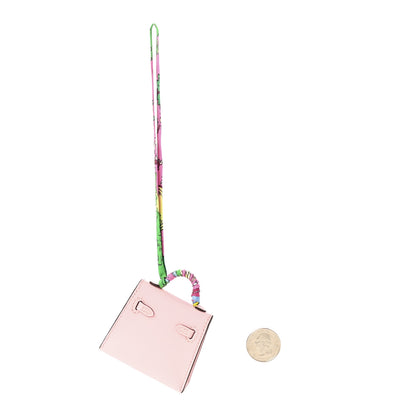 Hermes Tadelakt Mini Kelly Twilly Bag Charm Rose Sakura 2 of 6