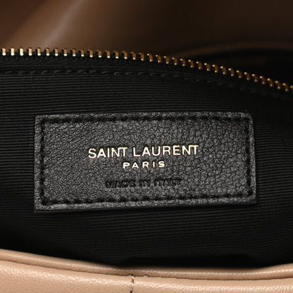 Saint Laurent Lambskin Quilted Small Loulou Puffer Monogram Chain Satchel Dark Beige 6 of 8