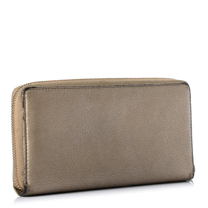 Gucci Metallic Pebbled Calfskin Soho Zip Around Wallet Golden Beige 3 of 13