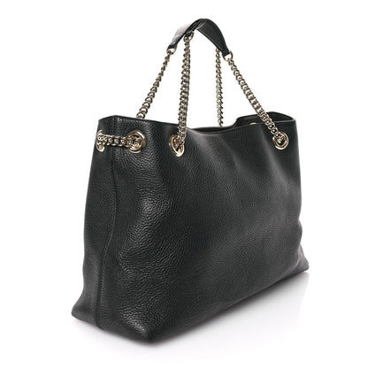 Gucci Pebbled Calfskin Medium Soho Chain Shoulder Bag Black 3 of 11