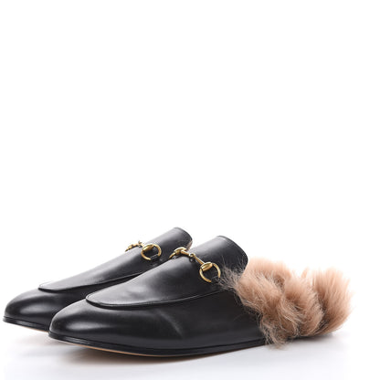 Gucci Calfskin Fur Womens Princetown Slippers 41.5 Black 3 of 10
