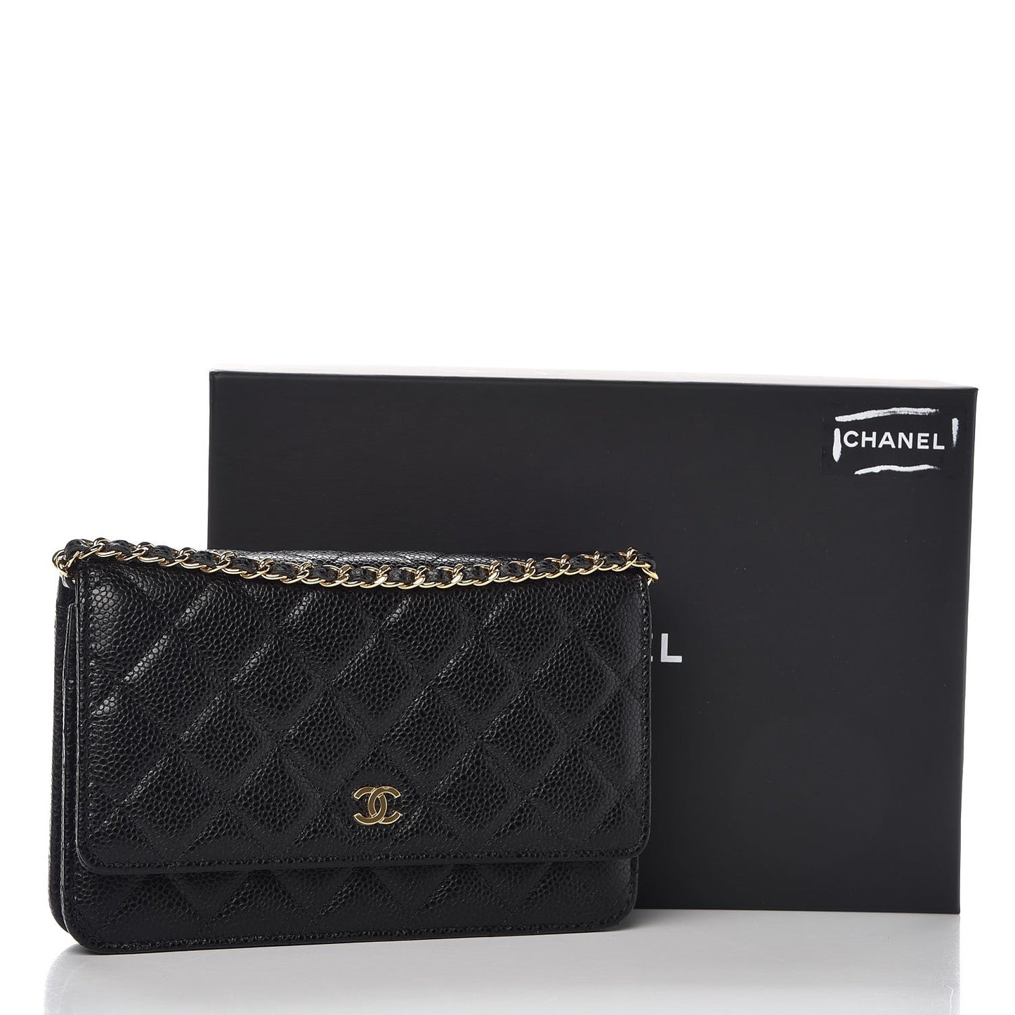 Caviar Quilted Wallet On Chain WOC Black