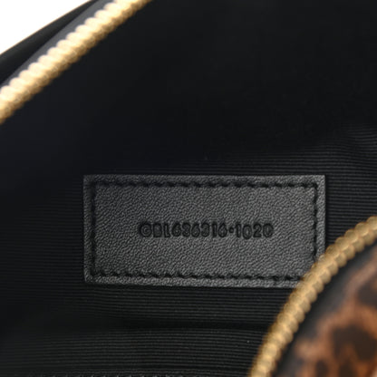 Saint Laurent Calfskin Monogram Printed Leopard Zip Bill Pouch Dark Gold Black 7 of 8