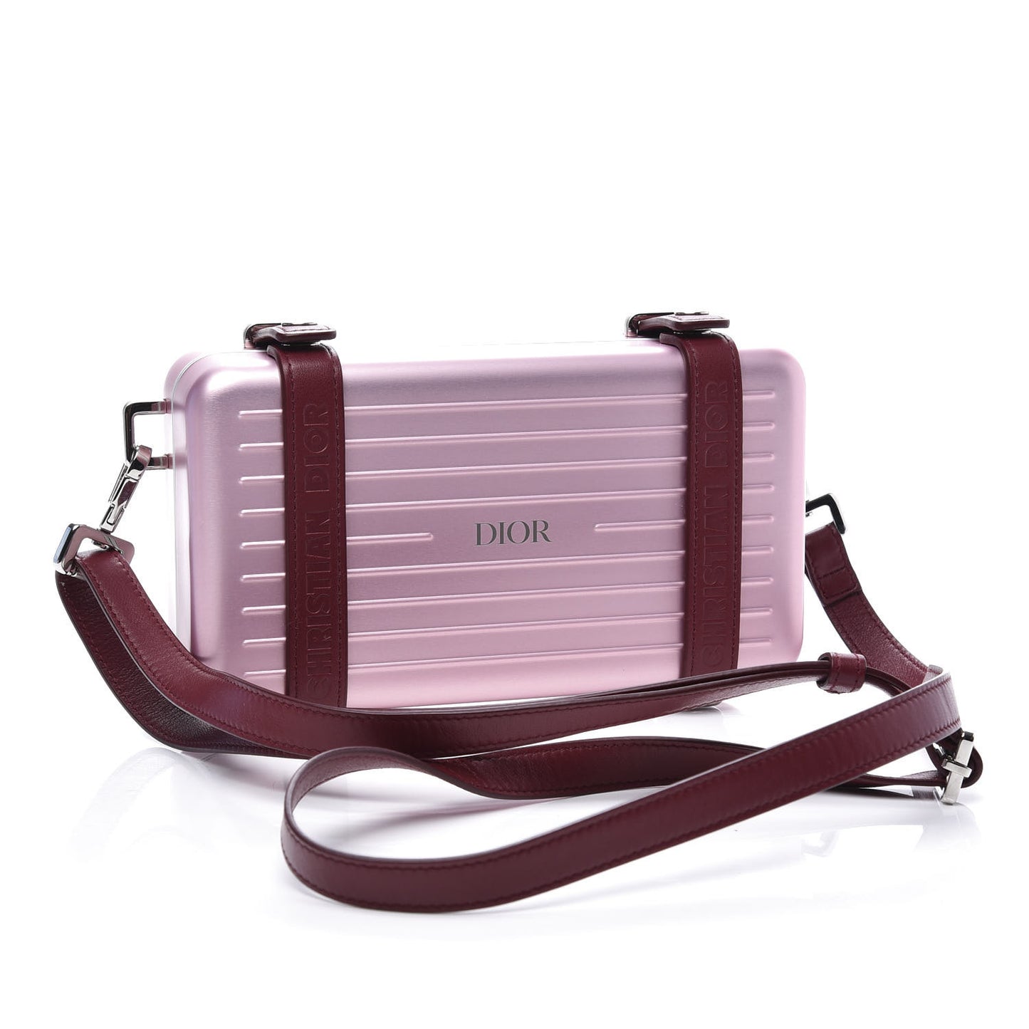 X RIMOWA Aluminum Personal Clutch On Strap Rose