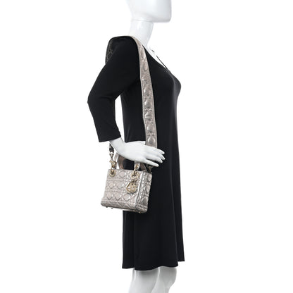 Christian Dior Metallic Lambskin Cannage Mini Lady Dior Pink 2 of 10