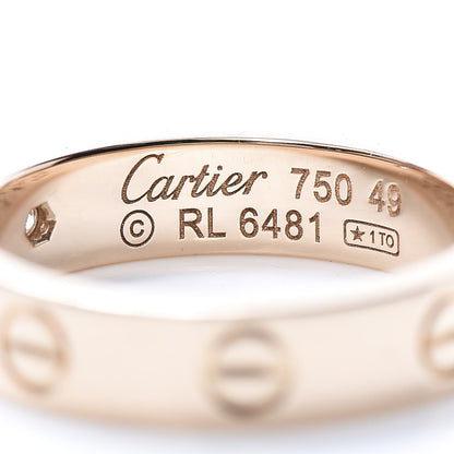 Cartier 18K Pink Gold Diamond 4mm LOVE Wedding Band Ring 49 5 4 of 4