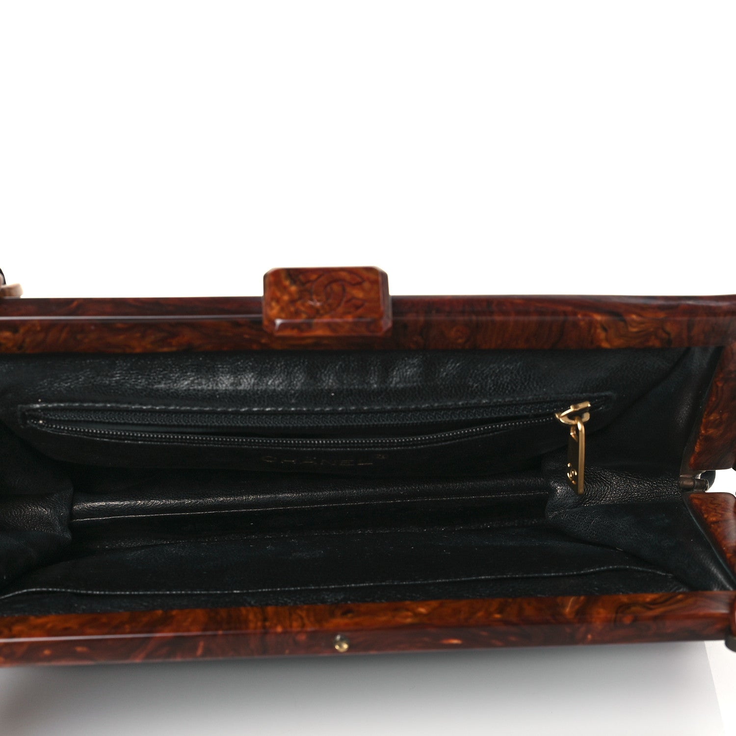 Chanel Caviar Quilted Wood Handle Clutch Black 5 of 9