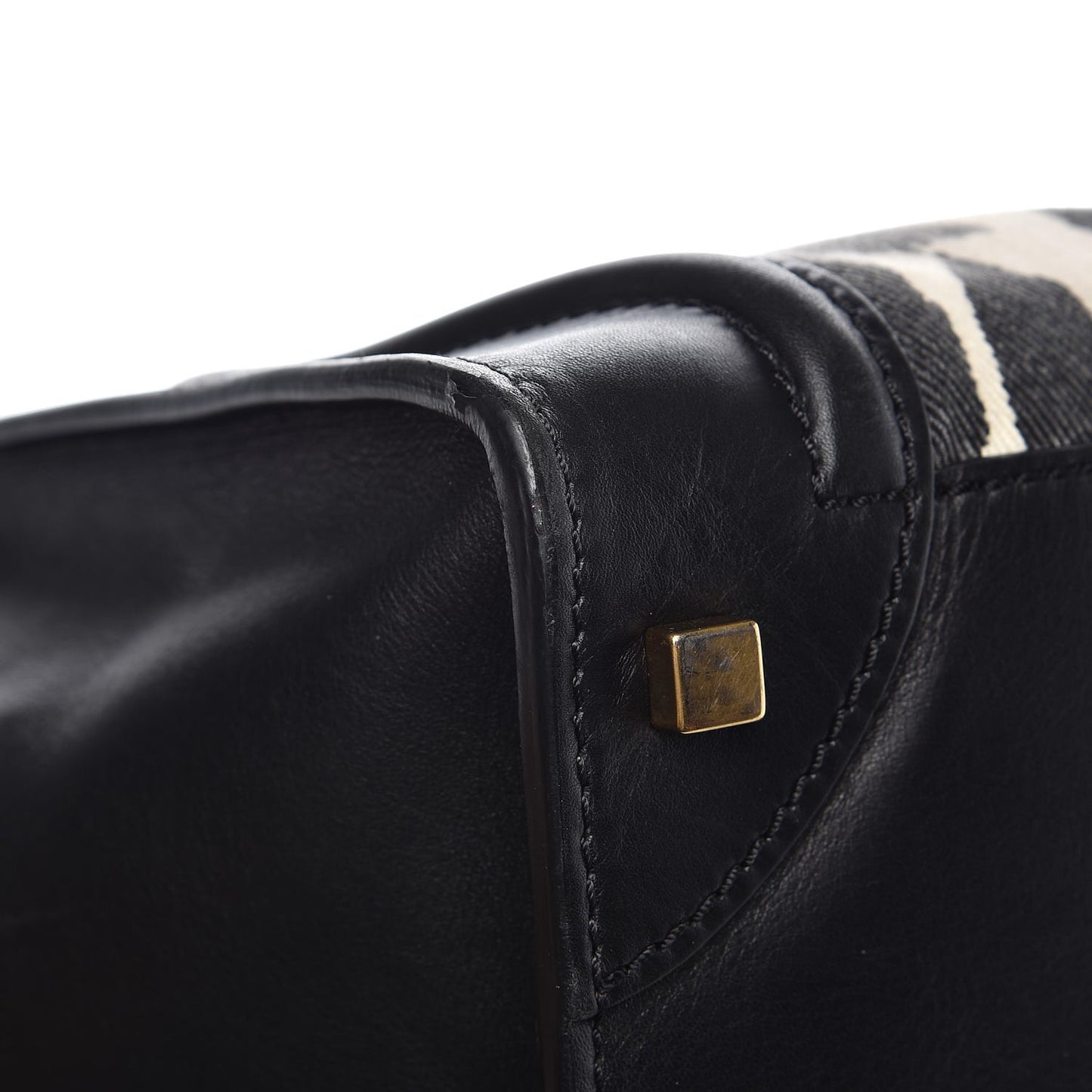 Canvas Smooth Calfskin Leopard Print Mini Luggage Black