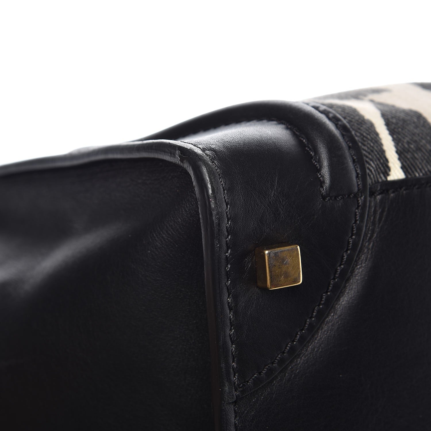 Celine Canvas Smooth Calfskin Leopard Print Mini Luggage Black 12 of 14