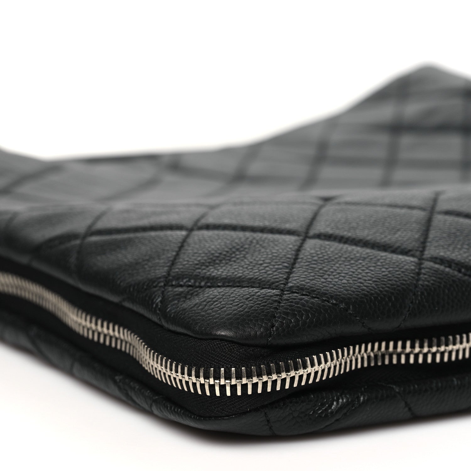 Chanel Caviar Quilted Expandable Zip Hobo Black 9 of 10