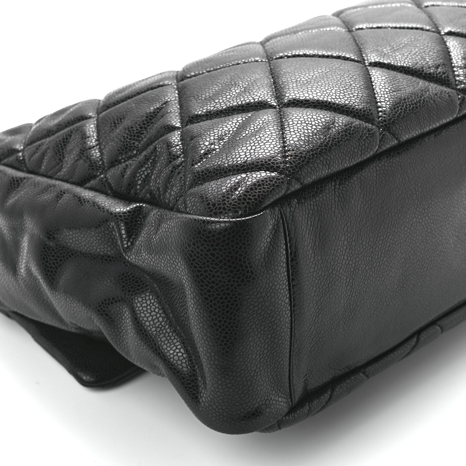 Chanel Glazed Caviar Quilted Stretch Spirit Messenger Bag Black 10 of 11