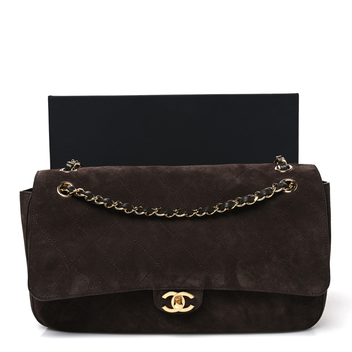 Chanel Suede Calfskin Small Souplissimo Maxi Flap Dark Brown 11 of 11