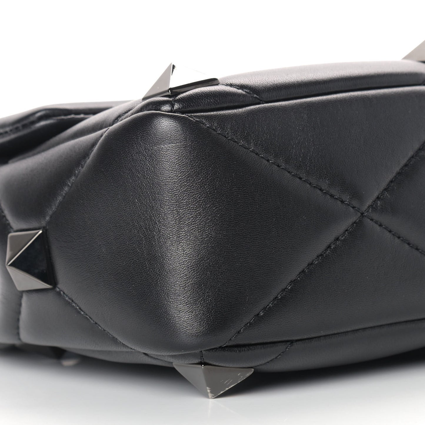 Nappa Monochrome Medium Roman Stud Shoulder Bag Black