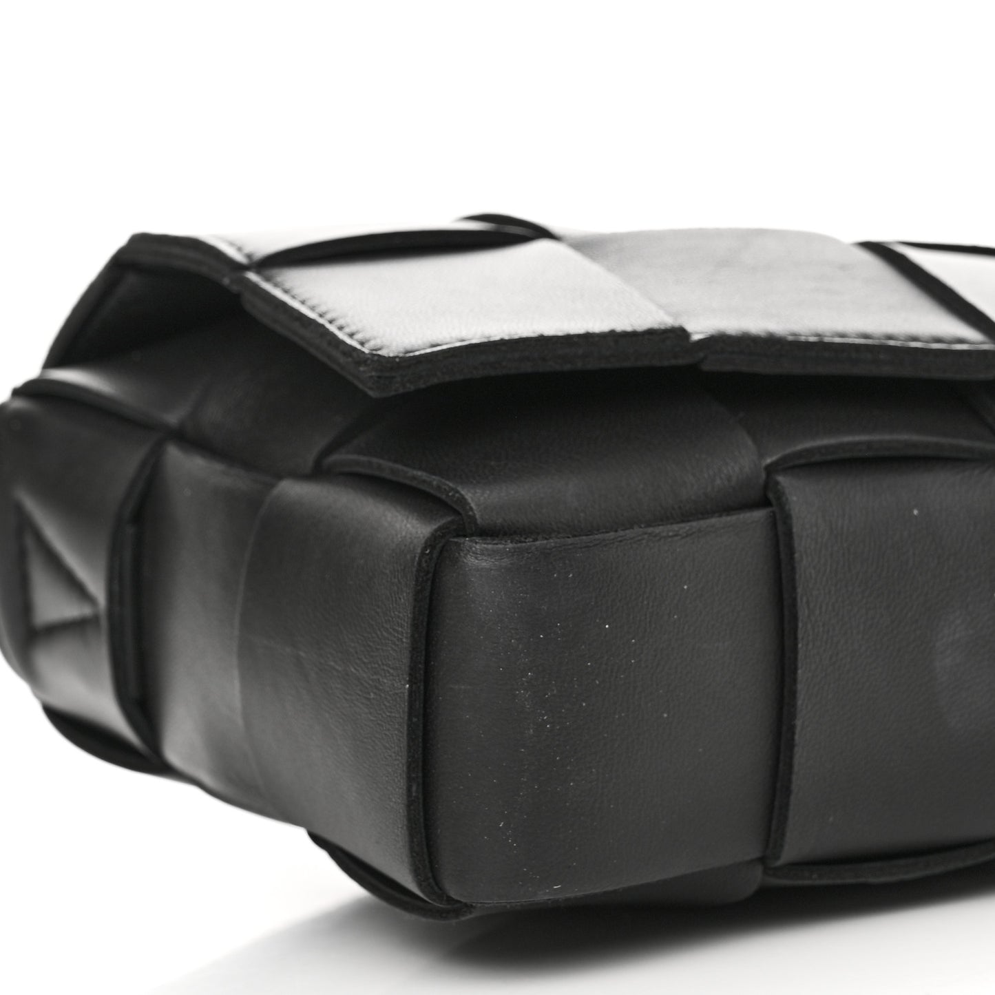 Lambskin Maxi Intrecciato Cassette Crossbody Bag Black