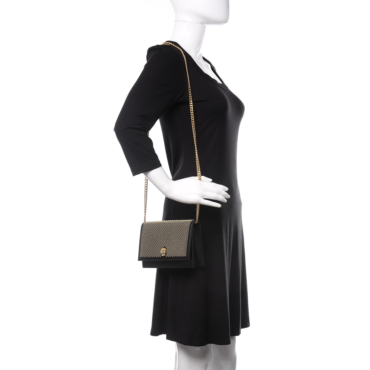 Alexander McQueen Calfskin Studded Skull Small Crossbody Bag Black 2 of 9