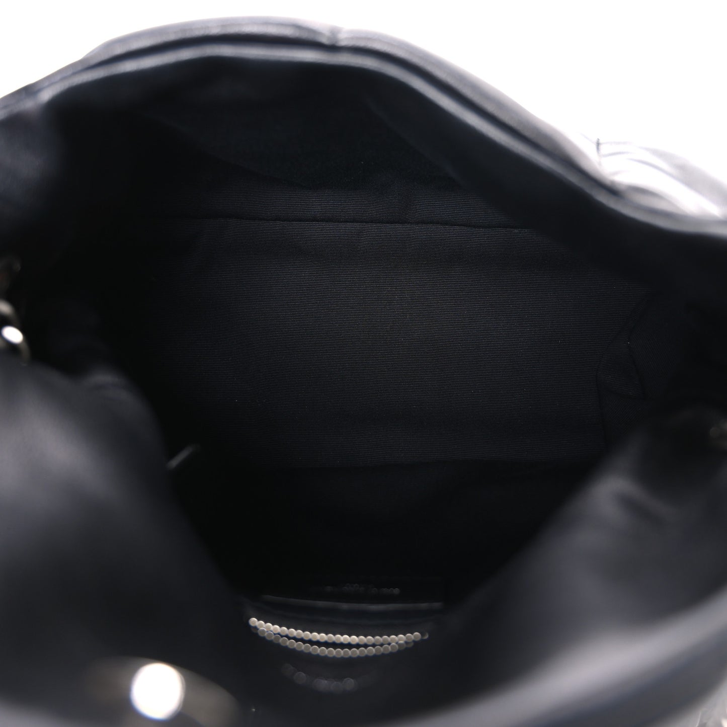 Lambskin Quilted Small Loulou Puffer Monogram Chain Satchel Black