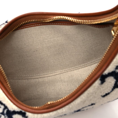 Celine Bouclette Embroidered Ava Triomphe Shoulder Bag Navy Tan 5 of 10