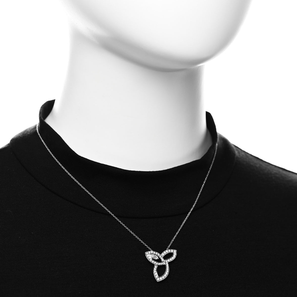 Platinum Diamond Lily Cluster Pendant Necklace