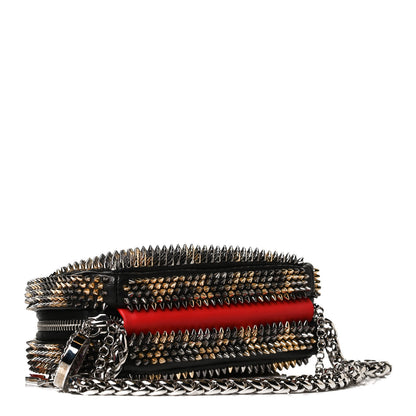 Christian Louboutin Nappa Mini Spikes Leopard Piloutin Wristlet Clutch Black 4 of 12