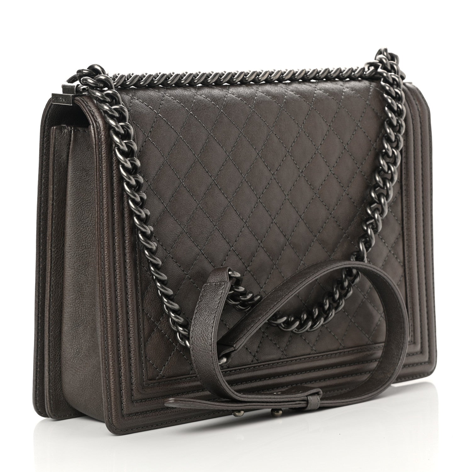 Chanel Calfskin Quilted Large Boy Flap Grey 2 of 12