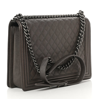 Chanel Calfskin Quilted Large Boy Flap Grey 2 of 12