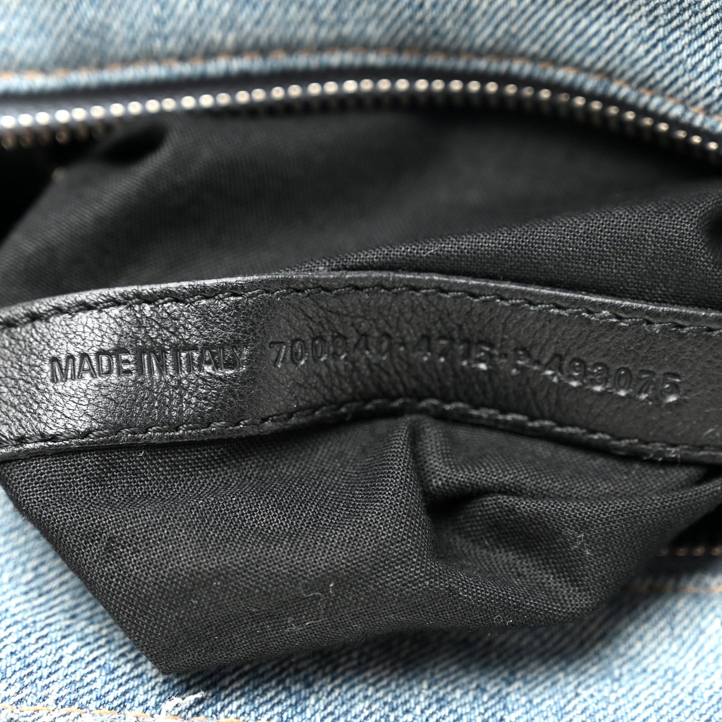 Washed Frayed Denim Crystal Neo Cagole Handbag XS Blue