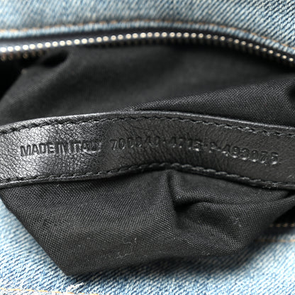 Balenciaga Washed Frayed Denim Crystal Neo Cagole Handbag XS Blue 8 of 11