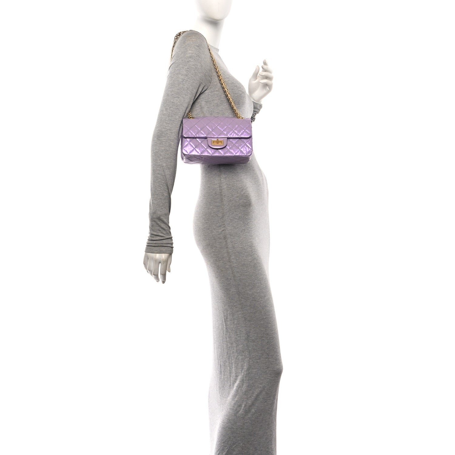 Chanel Glittered Aged Calfskin Quilted Mini 2.55 Reissue Flap Lilac 2 of 10